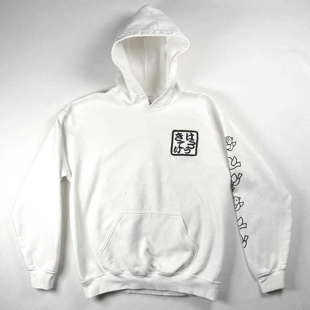 Sanrio Hello Kitty Hoodie Medium White Japanese Woodblock Print Graphic Pullover - Picture 2 of 8
